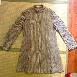 Masterfully cut wild silk mid-lenght striped summer jacket size 38
